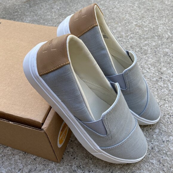 TOMS Devon Flat Sneaker | Women's Slip On Shoe | US 7 | Grey Canvas + Leather - Picture 2 of 7